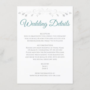 Aquamarine und grau-elegante Hochzeitskarte Begleitkarte