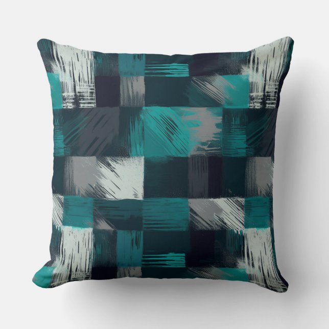 Aquamarine und graue Abstrakte Elegance Kissen (Vorderseite)