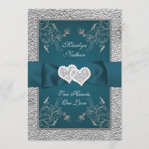Aquamarine und graue Mitstreiter bei Hochzeiten Einladung
