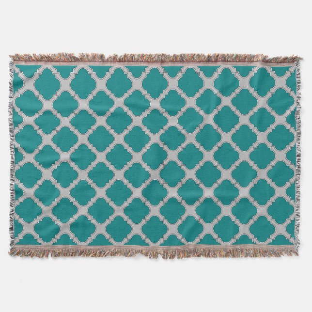 Aquamarine und graue Quatrefolie Decke (Vorderseite)