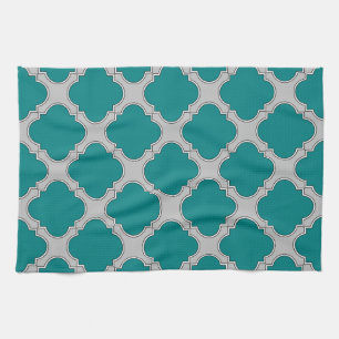 Aquamarine und graue Quatrefolie Handtuch