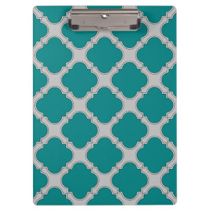 Aquamarine und graue Quatrefolie Klemmbrett