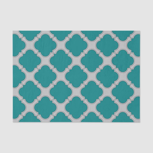 Aquamarine und graue Quatrefolie Seidenpapier (Vorderseite)