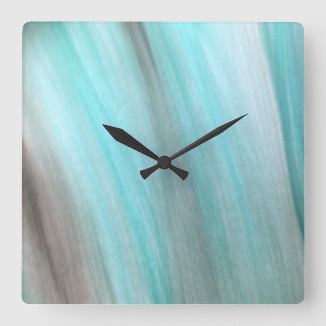 Aquamarine und graue Vertikalkonstruktion Quadratische Wanduhr (Vorderseite)
