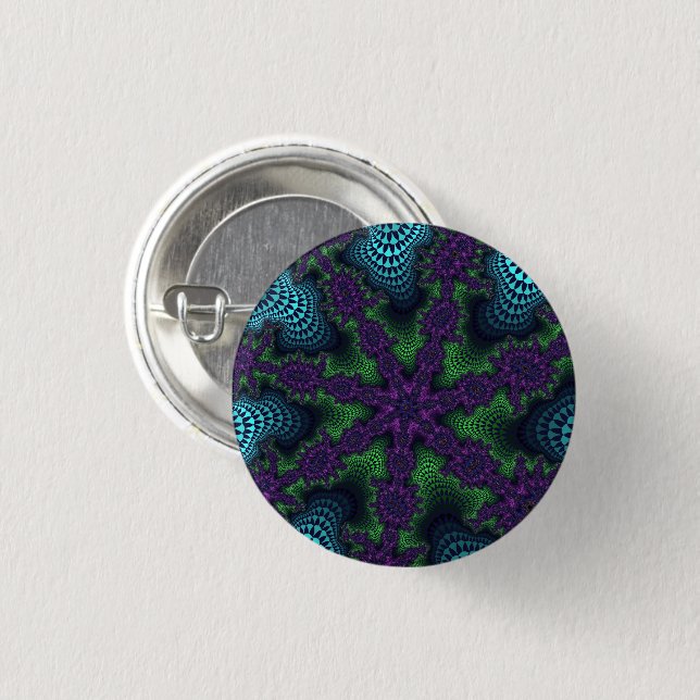 Aquamarine und grüne Sternexplosion Button (Vorne & Hinten)
