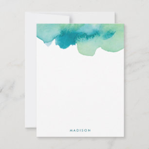 Aquamarine und grüne Watercolors danken Ihnen Mitteilungskarte