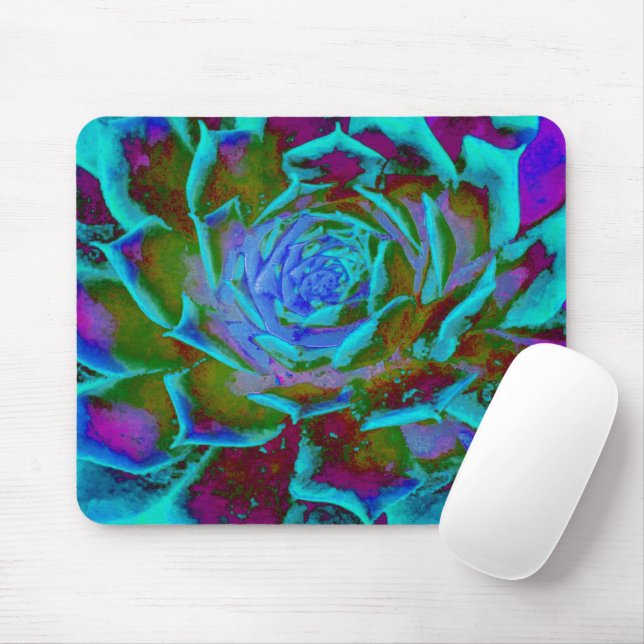 Aquamarine und grüner Sukkulent Mousepad (Mit Mouse)