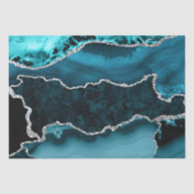Aquamarine und Imitate Silver Glitzer Marmor Agate