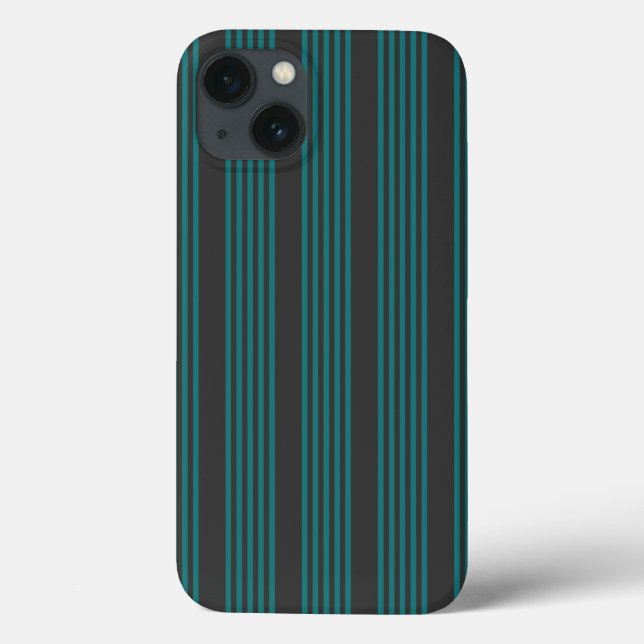 Aquamarine und kohle-fünf Streifen Case-Mate iPhone Hülle (Rückseite)