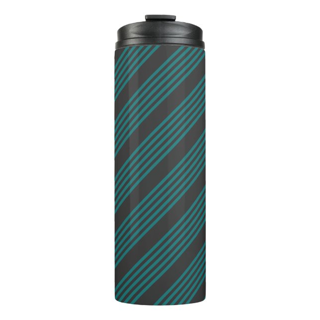 Aquamarine und kohle-fünf Streifen Thermosbecher (Vorderseite)
