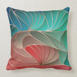Aquamarine und korallenneue Jugendstil Kissen