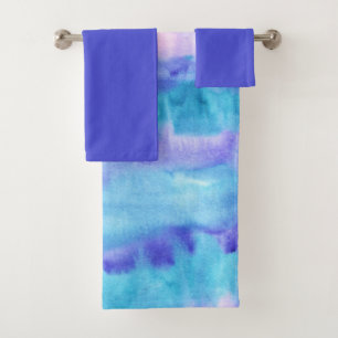 Aquamarine und Lila Aquarellgestaltung #1 Badhandtuch Set