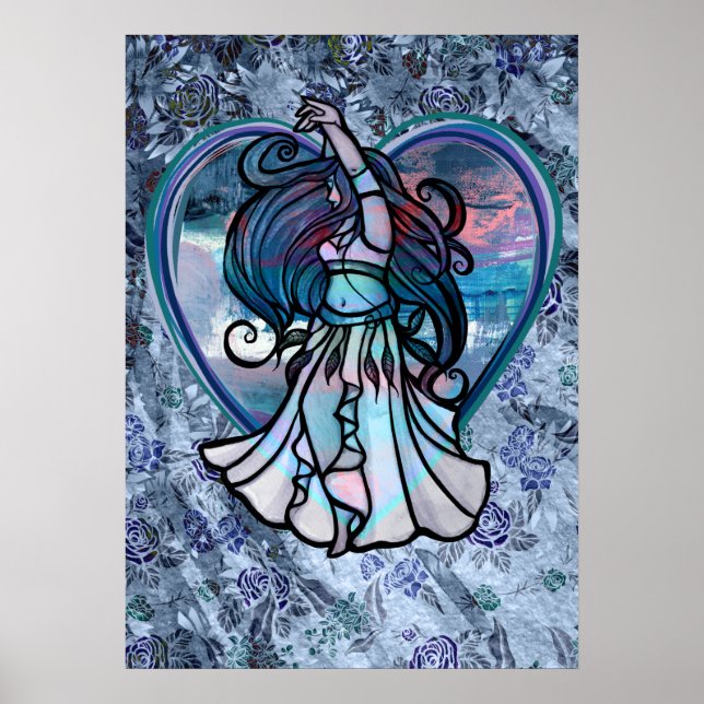 Aquamarine und Lila Bly Dancer Liebe Poster (Vorne)