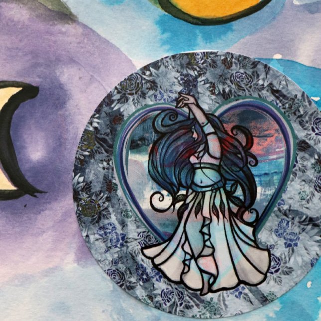 Aquamarine und Lila Bly Dancer Liebe Runder Aufkleber (Von Creator hochgeladen)