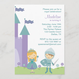 Aquamarine und Lila Einladungen von Prinzessin und