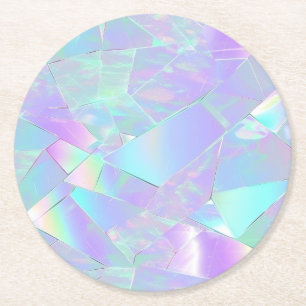 Aquamarine und Lila Iridesdesign Runder Pappuntersetzer