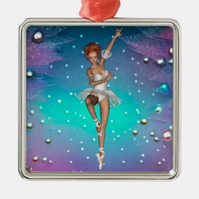 Aquamarine und Lila Perlen der Ballerina Ornament Aus Metall (Vorne)