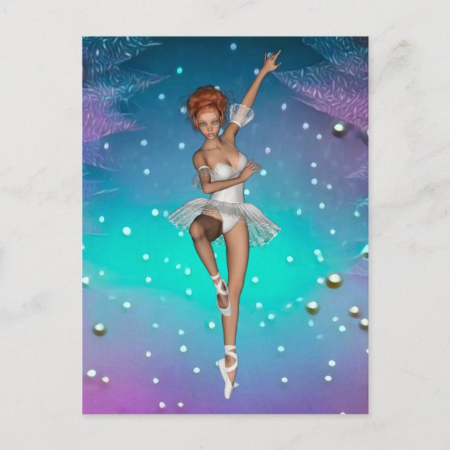 Aquamarine und Lila Perlen der Ballerina Postkarte (Vorderseite)