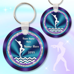 Aquamarine und Lila Personalisierte Gymnastikideen Schlüsselanhänger
