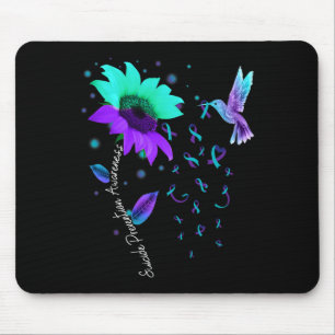Aquamarine und Lila Sonnenblume Hummingbird Suicid Mousepad