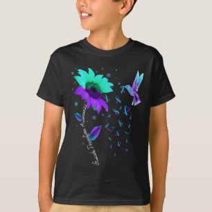 Aquamarine und Lila Sonnenblume Hummingbird Suicid T-Shirt