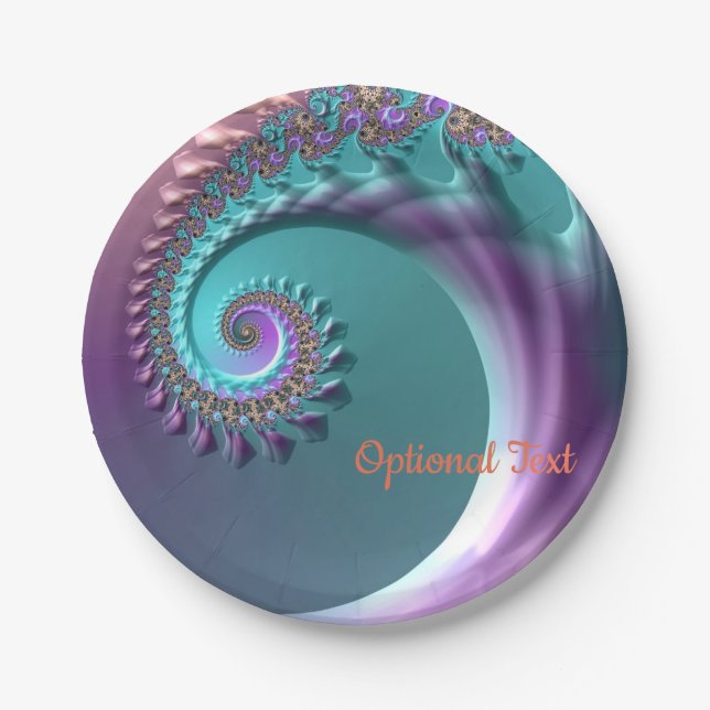 Aquamarine und Lila Spiralpapier-Party-Teller Pappteller (Vorderseite)