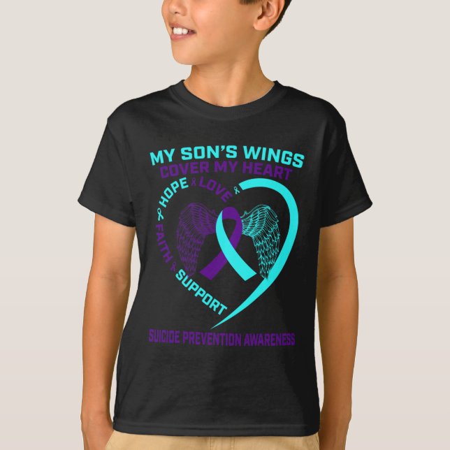 Aquamarine und Lila Suizidprävention Bewusstsein S T-Shirt (Vorderseite)