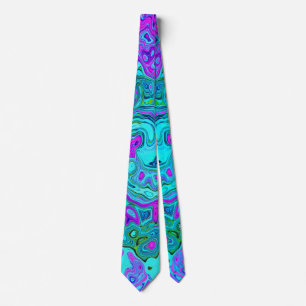 Aquamarine und Magenta Cool Retro Liquid Swirl Krawatte