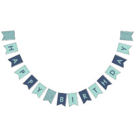 Aquamarine und Marine Dots Wimpelkette