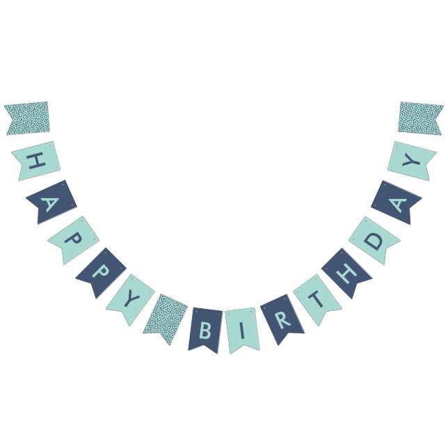 Aquamarine und Marine Dots Wimpelkette (Alle)