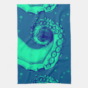 Aquamarine und Marine-Seekraken-Tentakel Küchentuch