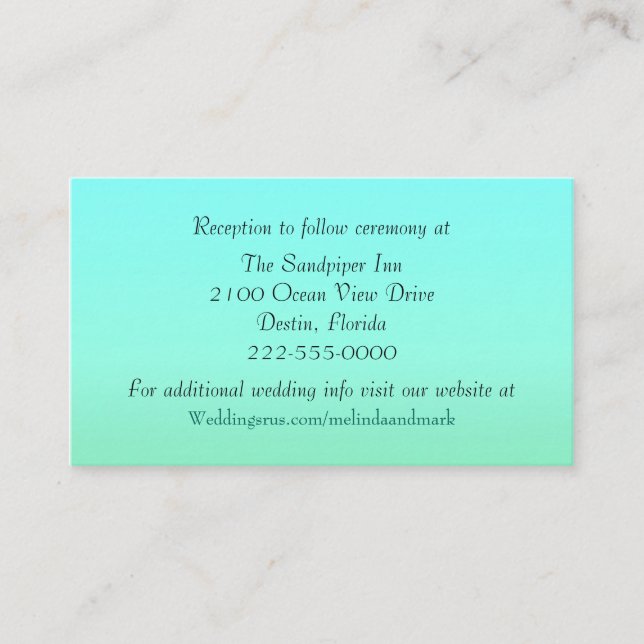 Aquamarine und Minze Green Wedding Card Begleitkarte (Vorderseite)