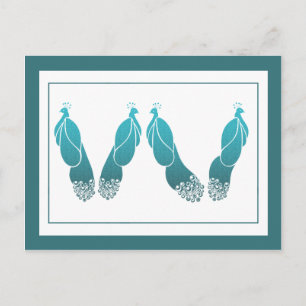 Aquamarine und Oracle Green Art Deco Peacocks Post Postkarte