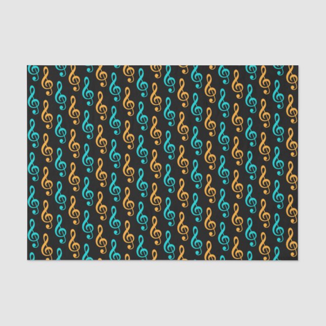 Aquamarine und orangefarbene Farbkleckse Seidenpapier (Vorderseite)