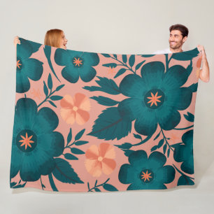 Aquamarine und Pfirsichfarbene Blume auf einem wei Fleecedecke