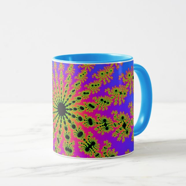 Aquamarine und rosa Burst Tasse (VorderseiteRechts)