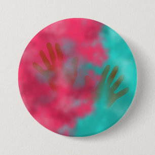 Aquamarine und rosa Holi-Hai-Pulver und Hände Button