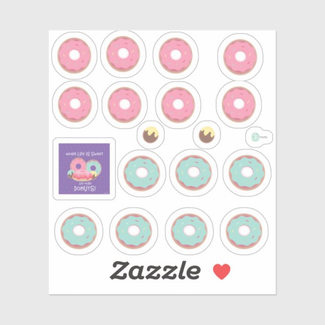 Aquamarine und rosa Mattierte Donuts Planer Sticke Aufkleber (Blatt)