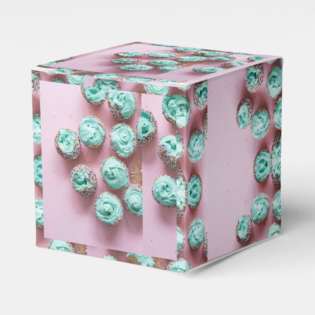 Aquamarine und rosa Niedliche Mini-Cupcakes Geschenkschachtel (Vorderseite)