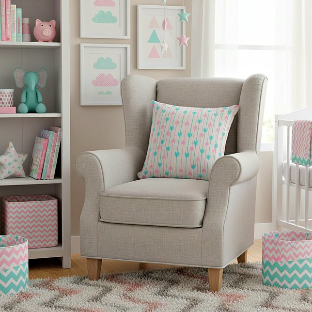 Aquamarine und rosa Pfeile Kissen (Von Creator hochgeladen)