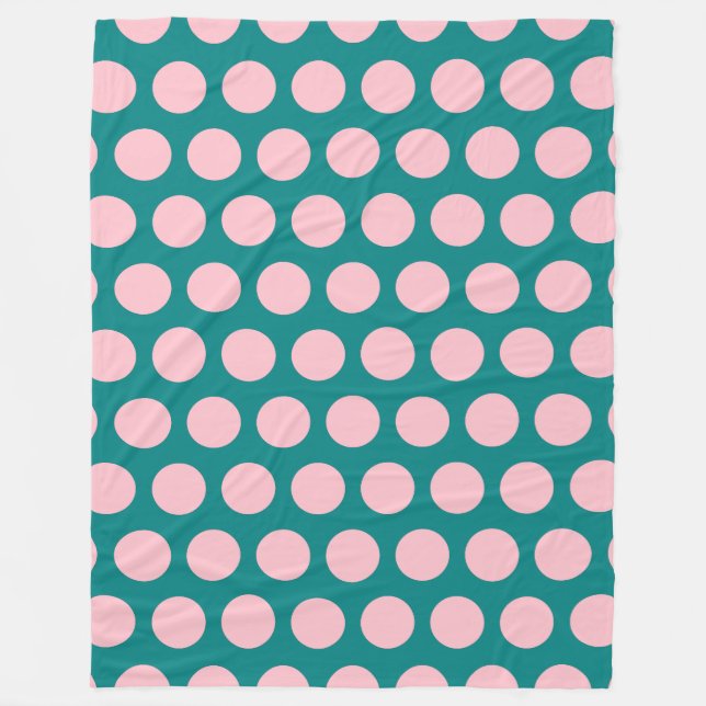 Aquamarine und rosa Polka-Punkte Fleecedecke (Vorderseite)