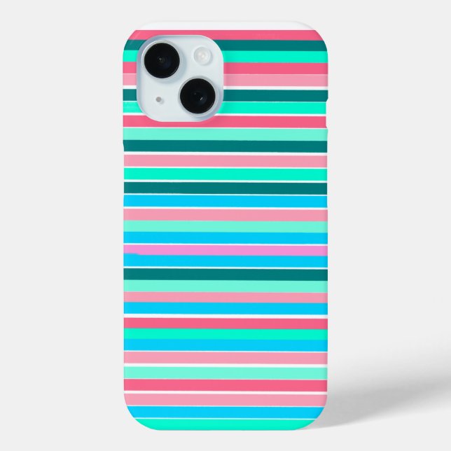 Aquamarine und rosa Streifen Case-Mate iPhone Hülle (Rückseite)
