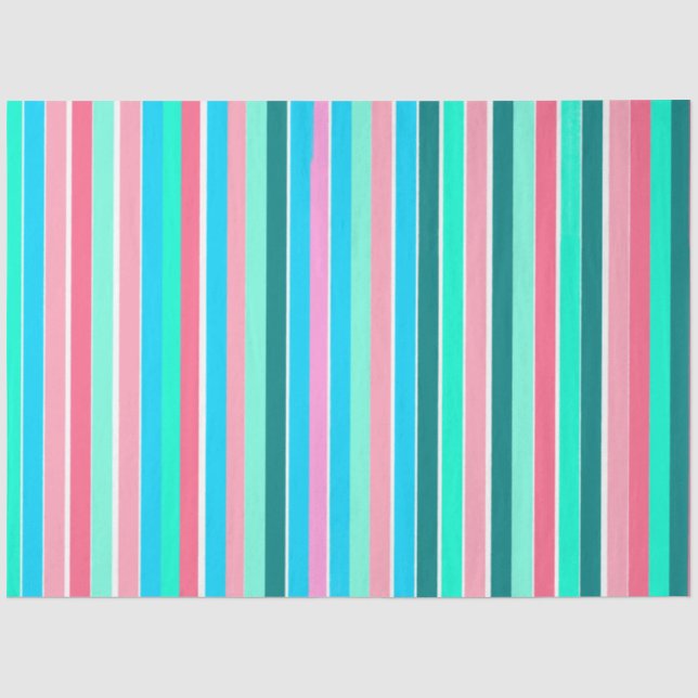 Aquamarine und rosa Streifen Seidenpapier (Vorderseite)