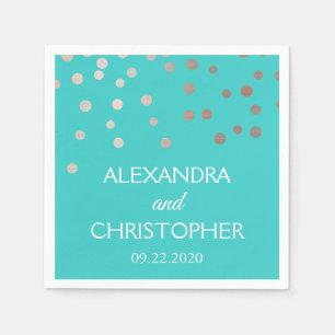 Aquamarine und Rose Goldene Foil Confetti Hochzeit Serviette