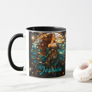 Aquamarine und schwarz verklebte Glass Fantasy-Mee Tasse