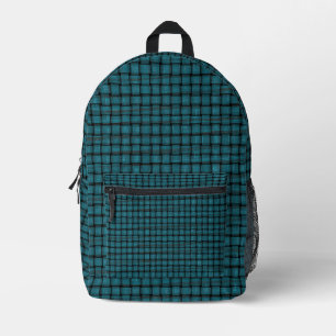 Aquamarine und Schwarz-Weave-Design-Backbacks Bedruckter Rucksack
