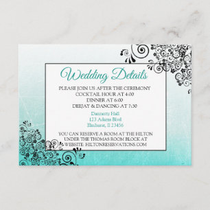 Aquamarine und schwarze Elegant-Hochzeitskarte Begleitkarte