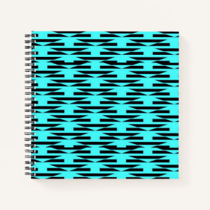 Aquamarine und schwarze geometrische gemustert notizbuch
