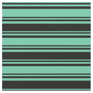 Aquamarine und schwarze Linde/Streifenmuster Stoff
