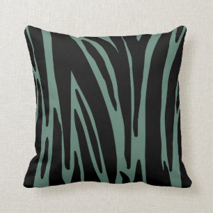 Aquamarine und schwarze moderne Zebrastreifen Kissen